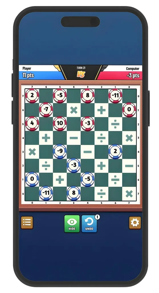 Damath: Math Checkers Mockup